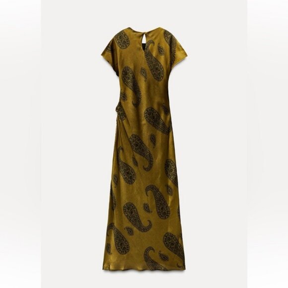 ZARA PRINTED SATIN EFFECT MIDI DRESS - Picture 5 of 6